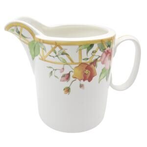 Mikasa Maxima CAM04 Parisian Trellis Creamer 3.5" White Floral, Japan,  EUC